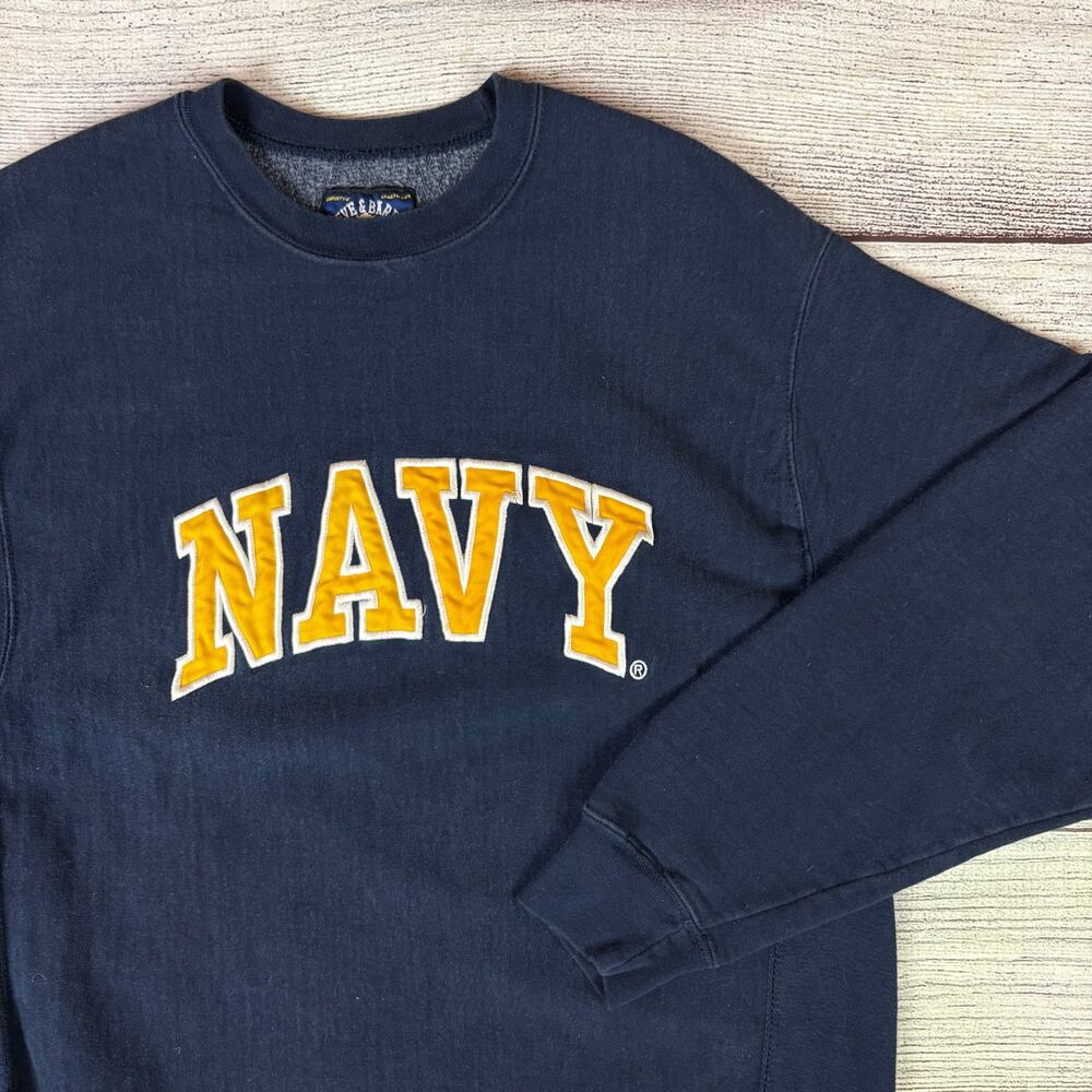 Vintage Y2k Steve & Barry's Navy Reverse Weave Crewneck